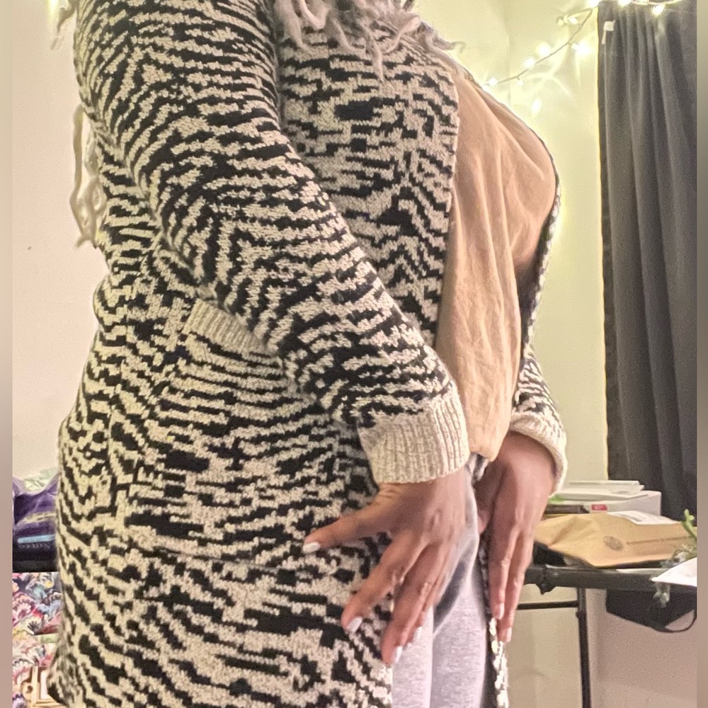 Hem and Thread Black and Grey Sweater Cardigan